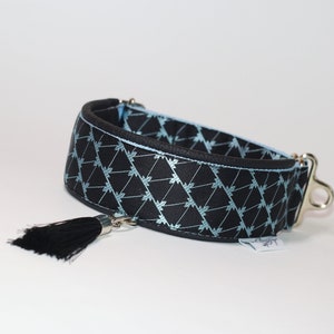 Dog Unique Collar | Sighthound Collar | Genuine Leather Collar | Designer UNIT Collar | Silk Jacquard | With Tassel | Baltas Vejas Dog Gear