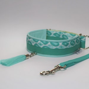 Dog & Sighthound Unique Collar and Leash SET | Lovely Nylon- Genuine Leather | Designer Collar | With Tassel | Baltas Vejas DogGear