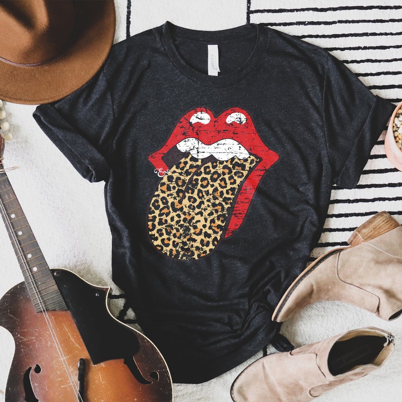 rolling stone t shirt with leopard tongue