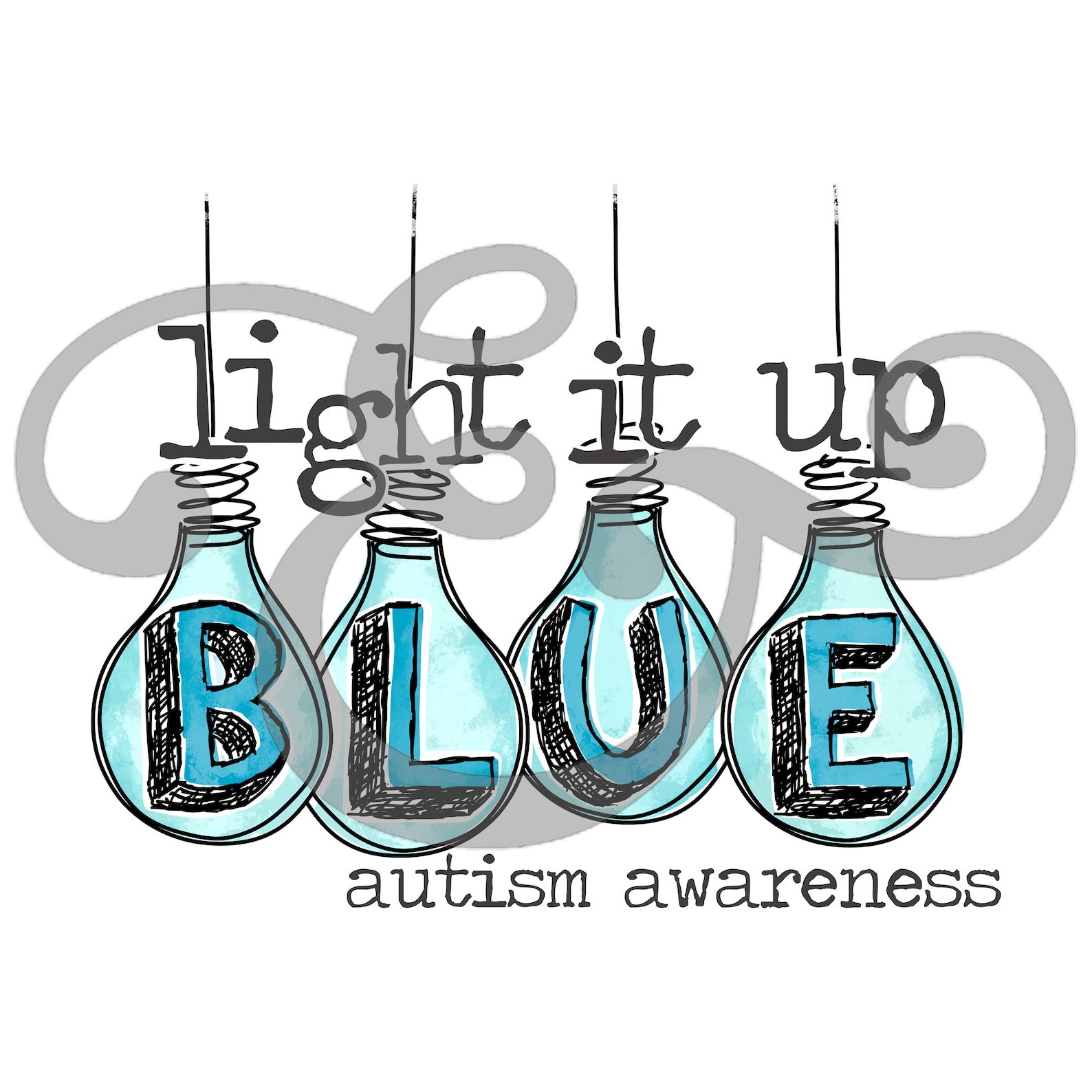 Light It up Blue Autism Awareness Sublimation Transfer // Etsy