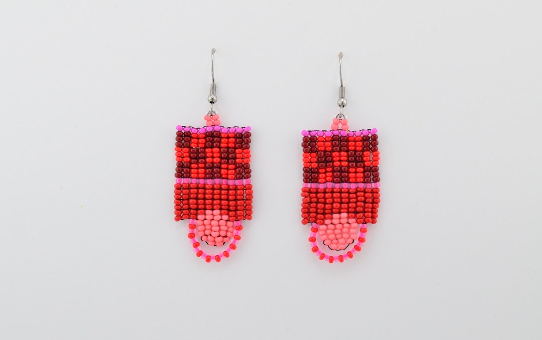 Color Block Earrings.pink Red Palette Earrings.statement Earrings