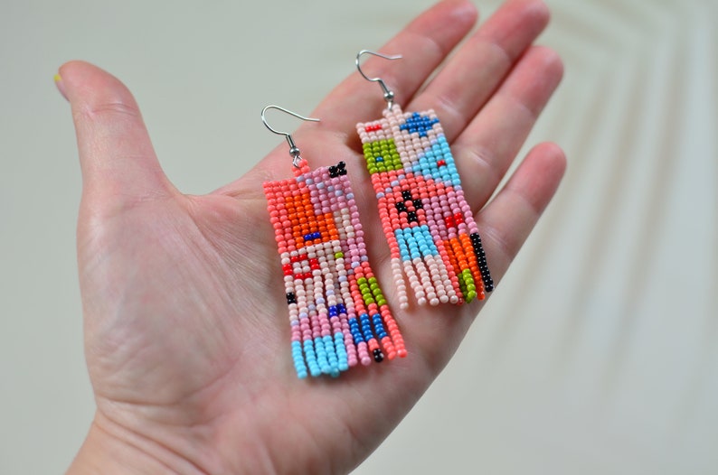 Pink Geometry Earrings Statement Earrings Modern Etsy