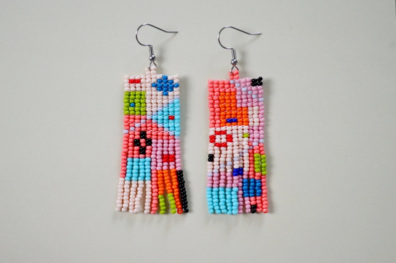 Pink Geometry Earrings Statement Earrings Modern Etsy