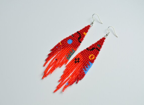 Pendientes largos con flecos con cuentas España