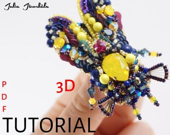 Tutorial PDF | Workshop Embroidery | DIY Brooch | Jewelry Making | Bead Embroidery | Work with Sequins | Swarovski | Insect | Bug | Fly