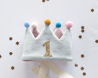 Personalised Double Sided Velvet Hat - Velvet Crown, Birthday Crown, Fabric Crown, Gold