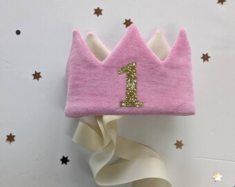 READYMADE - Pompom Personalised Crown, Pompoms, Velvet Crown, Birthday Crown, Birthday Crown, Fabric Crown, Hat