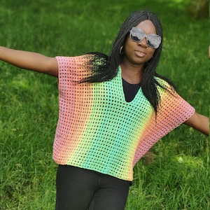 Crochet Top Pattern, Women crochet Tee, Plus size crochet Pattern.
