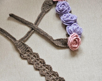Crochet Flower Headband Pattern | Rose crochet headband Tutorial