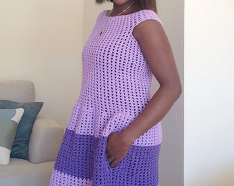 Crochet Pocket Dress Pattern, Women's dress tutorial