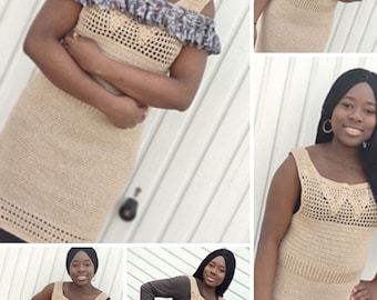 Women's Crochet dress Pattern, Peplum crochet dress, Convertible crochet dress, XS, S, M, L, XL, 2XL, 3XL, 4XL, 5XL