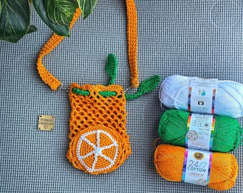 Flaschenhalter Häkeln, Orange Scheibe Crossbody häkeln Sling PDF Muster