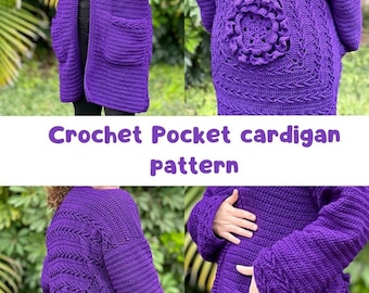 Easy crochet cardigan with pocket pattern