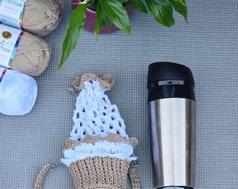 Cupcake Flaschenhalter Häkelanleitung, Faltbarer Wasserflaschenträger, Flaschenhalter Häkelanleitung, Sommer Häkelzubehör PDF