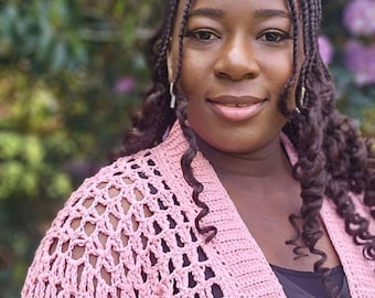 Cropped Summer Crochet Cardigan Pattern | Lightweight Open Stitch Sweater | Handmade Women’s Cardigan