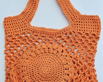 Patrón de bolsa de mercado plegable de crochet / Bolsa de compras reutilizable, Patrón de bolsa de crochet ecológica / Bolsa de supermercado plegable, Apto para principiantes