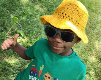 Easy crochet bucket hat pattern, summer sun hat