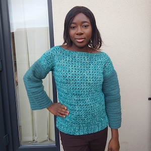 Beginner crochet sweater, easy women&#39;s crochet jumper pattern,