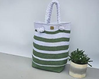 Modèle de sac de plage au crochet - PDF facile de sac fourre-tout à rayures, tutoriel de sac au crochet d'été