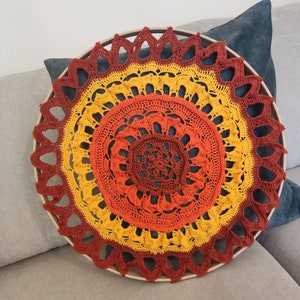 Crochet Mandela Art Pattern, Crochet wall hanging, Colorful crochet Mandela