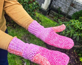 Moos häkeln Handschuhe Muster | Einfache strukturierte Handschuhe | Gemütliche handgemachte Winterhandschuhe | Anfängerfreundliches Häkelgarn