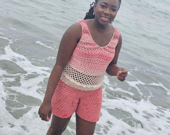 Crochet Romper Pattern – Women’s Summer Outfit – PDF Pattern – Beachwear Cover Up – Beginner Friendly