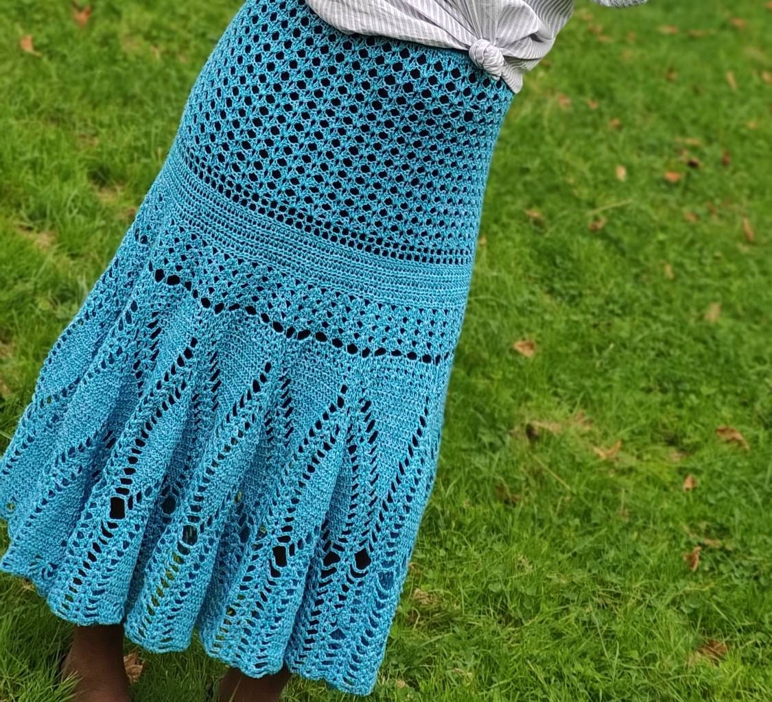 Patron de jupe au crochet, jupe en dentelle adulte, tuto jupe évasée
