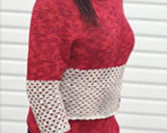 Reversible Crochet Sweater Pattern, Crochet Top Pattern, Women's Christmas Sweater Pattern