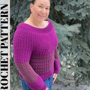 Crochet Pullover Pattern, Vestige Boat Neck Sweater, Crochet Spring Cardigan Pattern