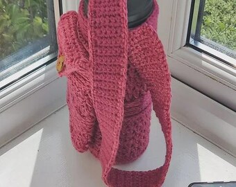 Flaschenhalter mit Handytasche Crochet Pattern, Easy häkeln Wasserflasche mit Handytasche Muster, Easy häkeln Wasserträger