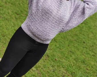 Crochet Sweater Pattern, Easy Pullover, Batwing Sleeve Sweater Pattern, Crochet Plus Size