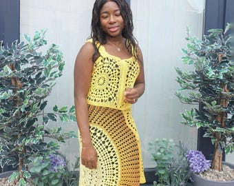 Patron de robe asymétrique en dentelle au crochet bleu azur, robe mandala au crochet, patron de robe d'été au crochet, modèle de vêtement au crochet (PDF)