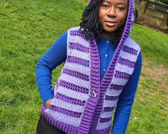 Crochet Hooded Vest Pattern | Modern Crochet Pattern for Women, Instant Download PDF, XS to 5XL