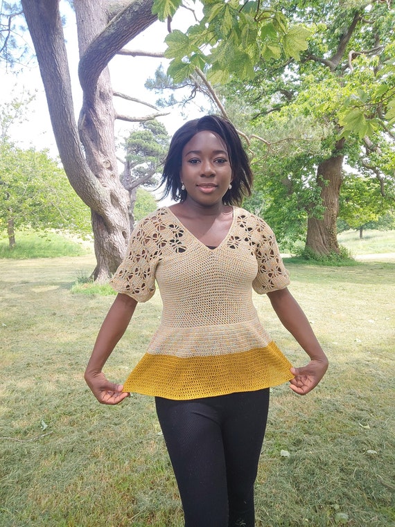 Crochet Peplum Top Pattern, Women's Lace Crochet Top Tutorial in 9