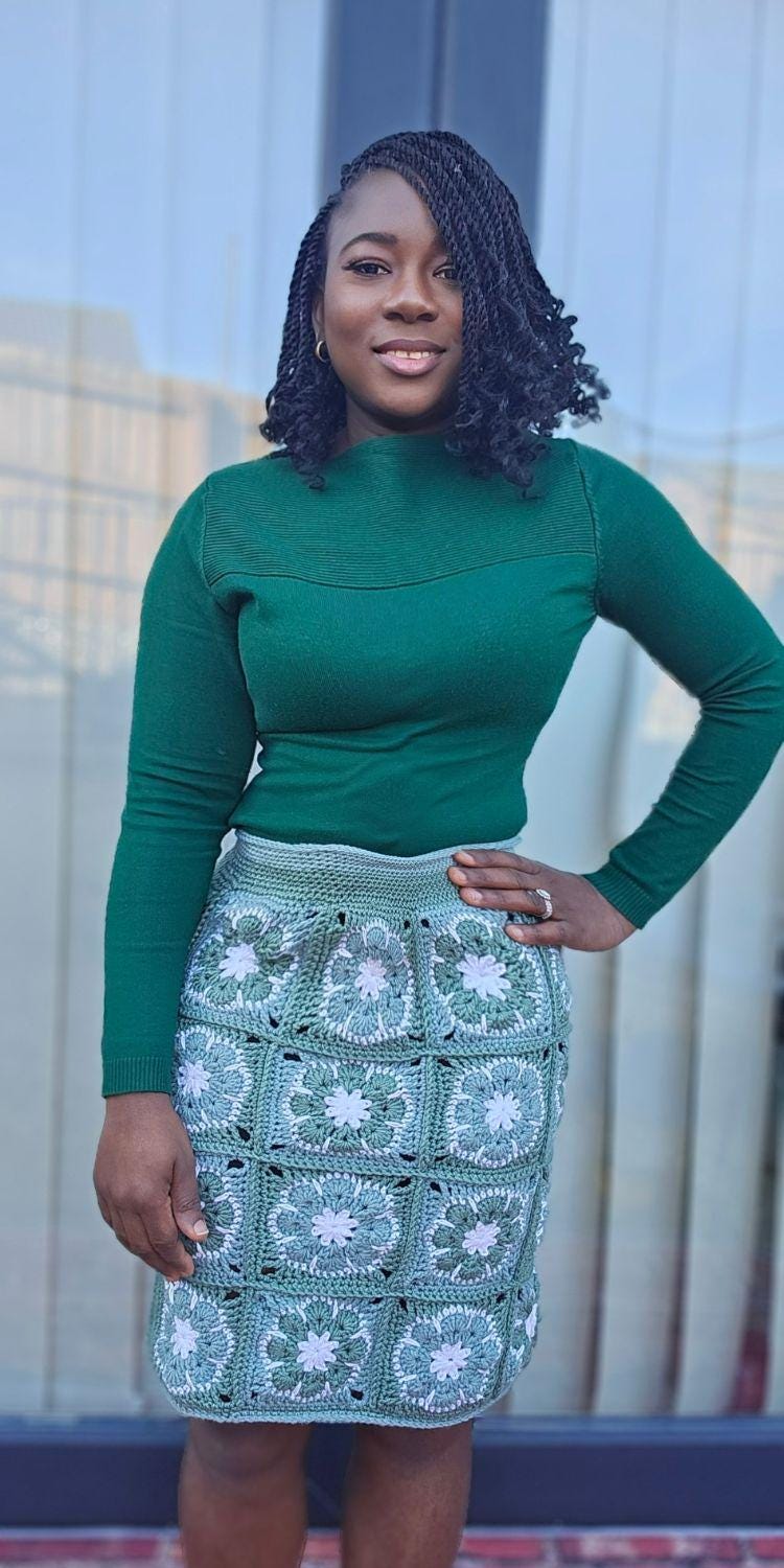 African Flower Granny Square Crochet Skirt Pattern - Etsy