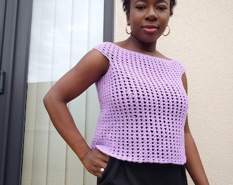 Crochet fitted top, Crop top crochet pattern