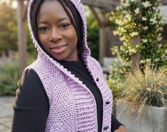 Gehäkelte Kapuzenweste PDF | Häkelweste für Anfänger XS–5XL | einfach Modernes Häkel Top | Ärmellose Strickjacke-Muster | DIY Geschenkidee