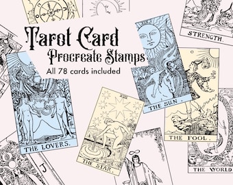 Procreate 78 Rider Waite Tarot Stamp Bundle Set, Digital Download