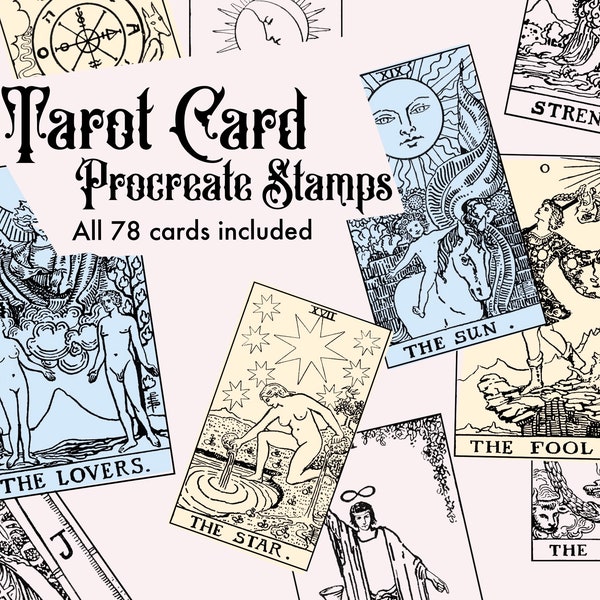 Procreate 78 Rider Waite Tarot Stamp Bundle Set, Digital Download