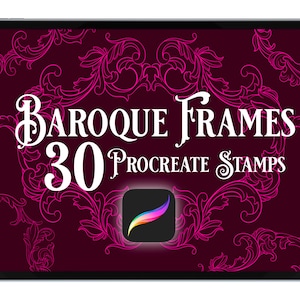 Set de sellos de pincel Procreate de inspiración barroca y rococó, paquete de 30 sellos, diseño vintage histórico