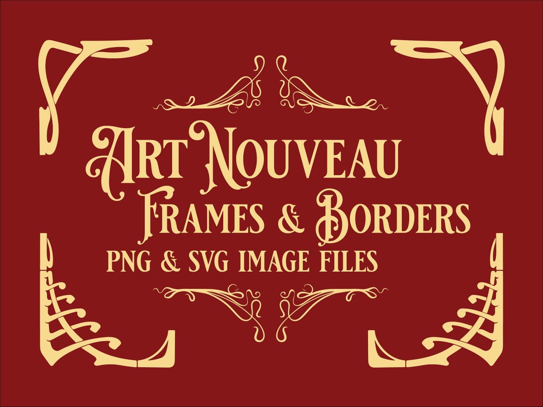PNG and SVG Art Nouveau Frames and Borders Decorative Ornamental Digital Download Etsy
