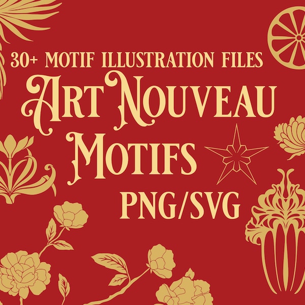 PNG and SVG Art Nouveau Motifs | Vector Vintage Image Files