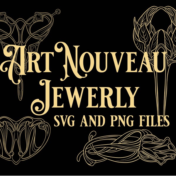 PNG/SVG Art Nouveau Jewelry Line Art Digital Clip Art Files