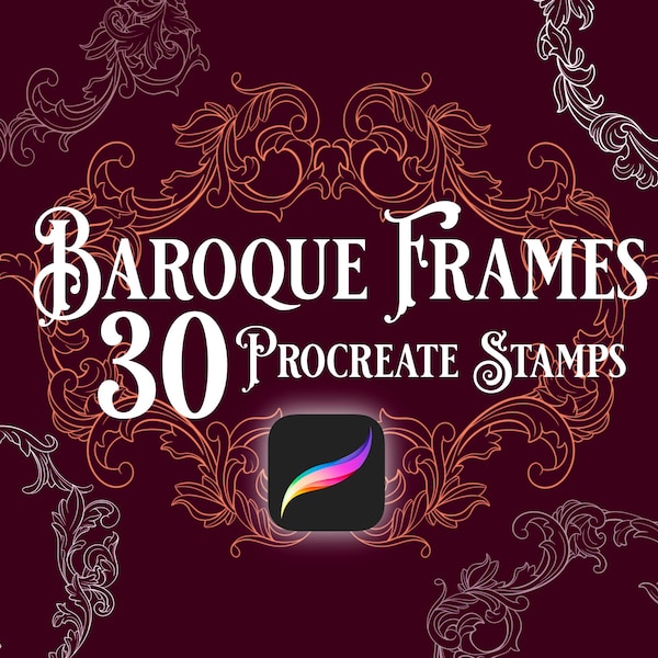 Baroque Inspired Procreate Brush Stamp Set, 30 Stamp Bundle