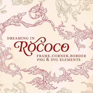 Illustraties rococo-ornament: barokke lijst, rand, hoek (SVG en png)
