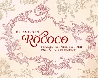 Imágenes prediseñadas de adornos rococó: marco, borde y esquina barrocos (SVG y PNG)