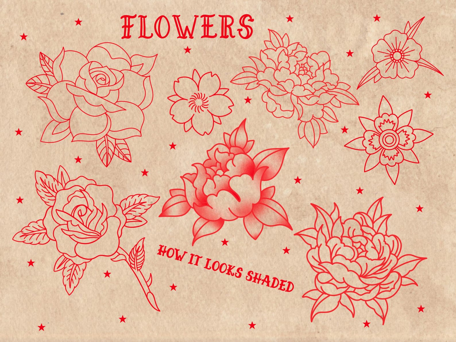 American Traditional Tattoo Flash Procreate Stamps: Old School Designs ...