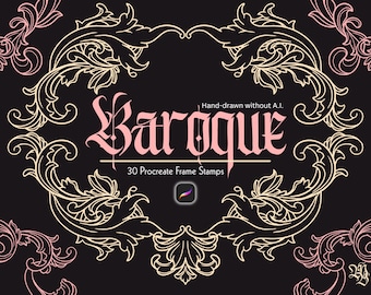 Baroque & Rococo Ornate Frames Procreate Stamp Set | Tattoo Design Elements | Digital Download