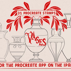 Ensemble de pinceaux pour vase Procreate, 31 récipients, urnes et récipients de forme historique, tatouages, illustrations et éléments de conception graphique