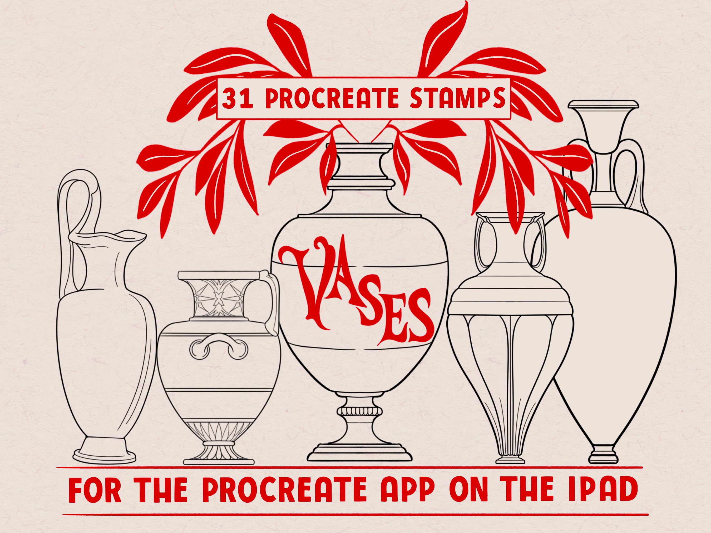 Vase Procreate Stamp Brush Set: 31 Historical Vessel Stamps (digital ...